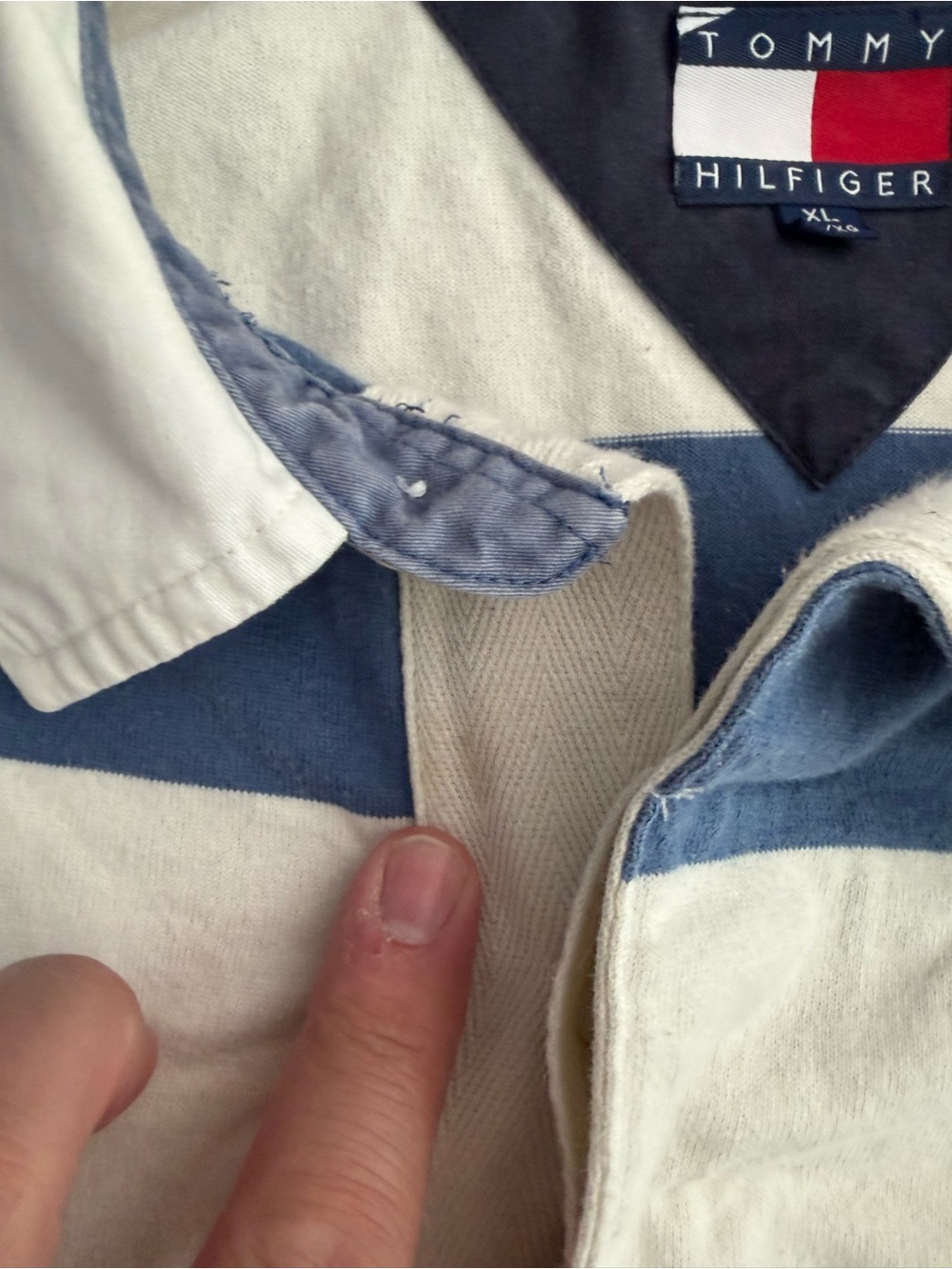 Tommy Hilfiger Blue, White & Yellow Horizontal Stripe Rugby Polo - Picture 4 of 5